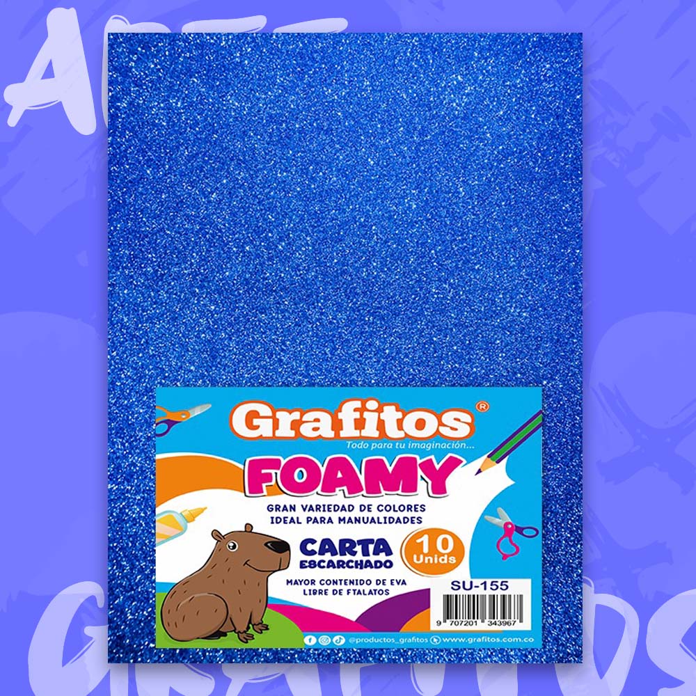 FOMI CARTA  ESCARCHADO AZUL PAQUETE x10
