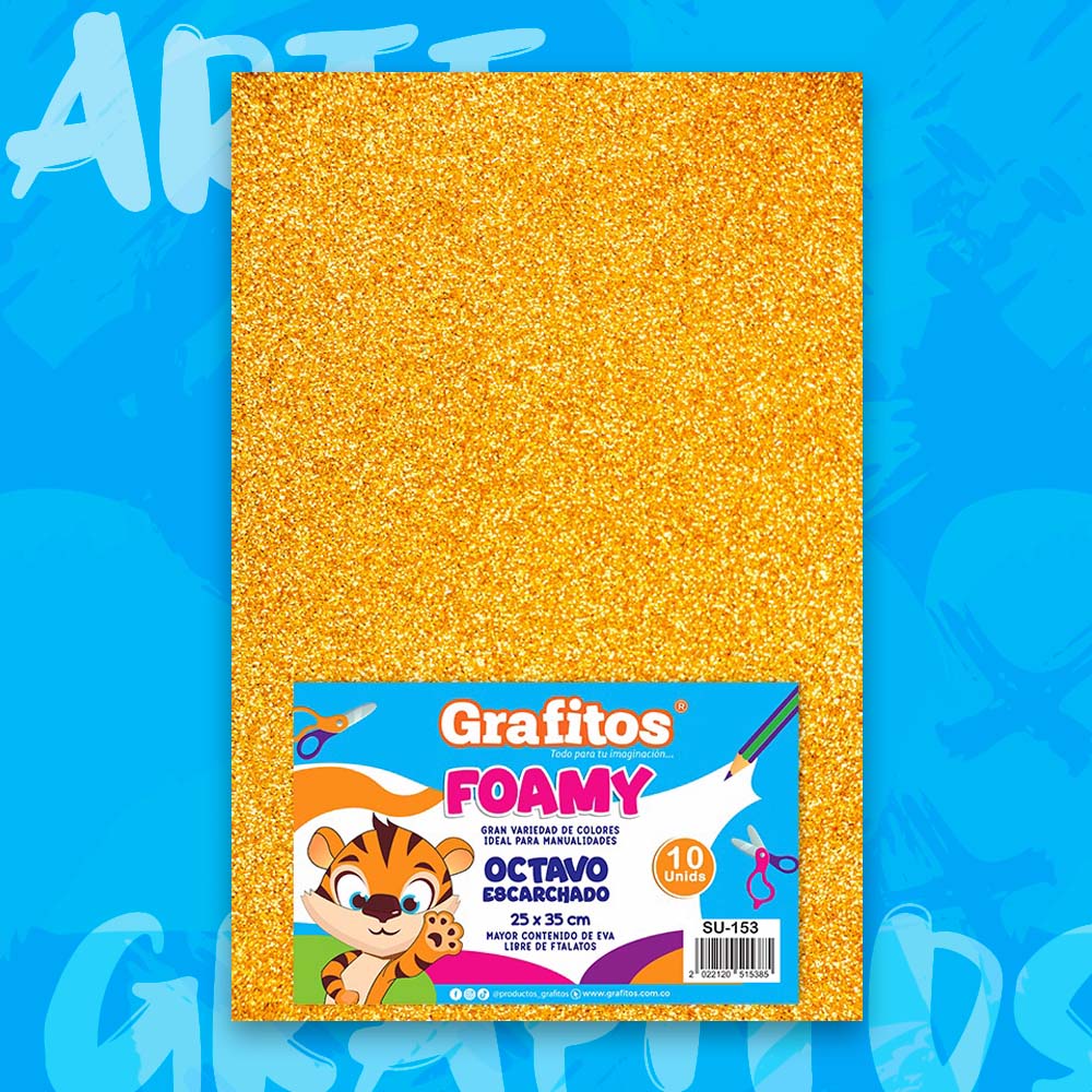 FOMI 1/8 ESCARCHADO DORADO PAQUETE x10