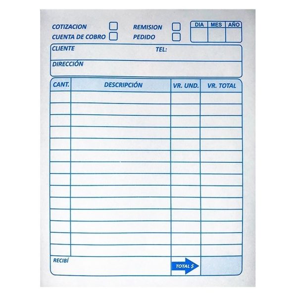 hoja facturero quimico