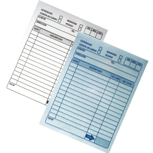 hojas facturero 32 bond