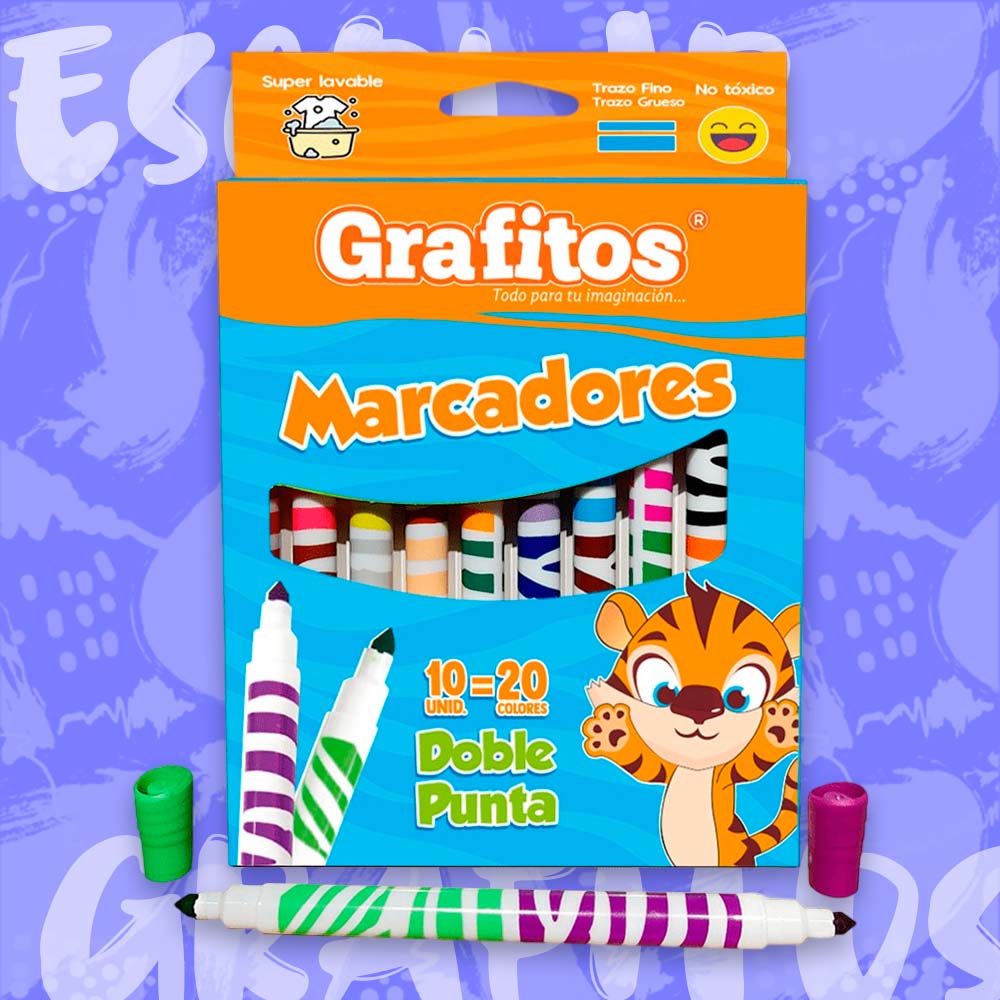 SET MARCADOR GRAFITOS 10-20 DOBLE PUNTA
