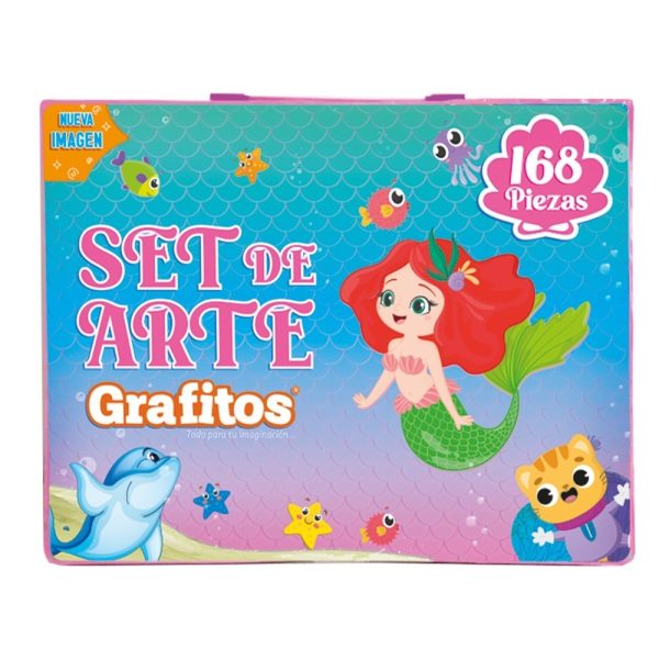 KIT DE ARTE PARA NIÑAS 168 PIEZAS MALETA PLASTICA SE-168