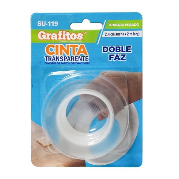 Cinta Doble Faz Transparente 24mm Grafitos