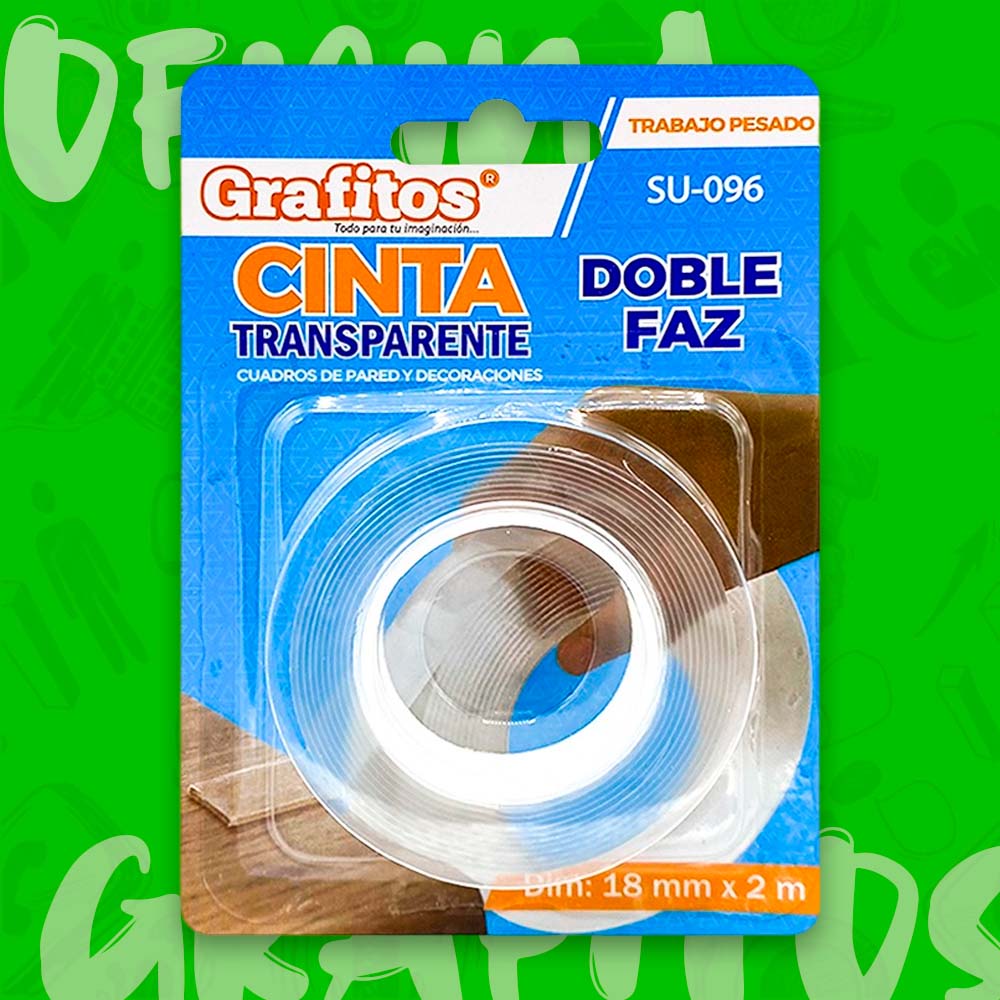 Cinta Doble Faz Transparente 24mm Grafitos SU-119
