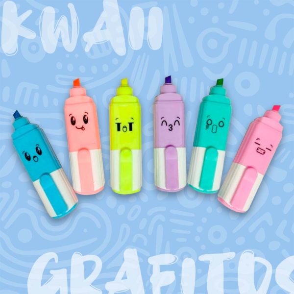 resaltadores 6 motivos kwaii grafitos