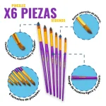 pinceles-grafitos-de-madera-x6-redondo-SU-310-3 Foto a detalle