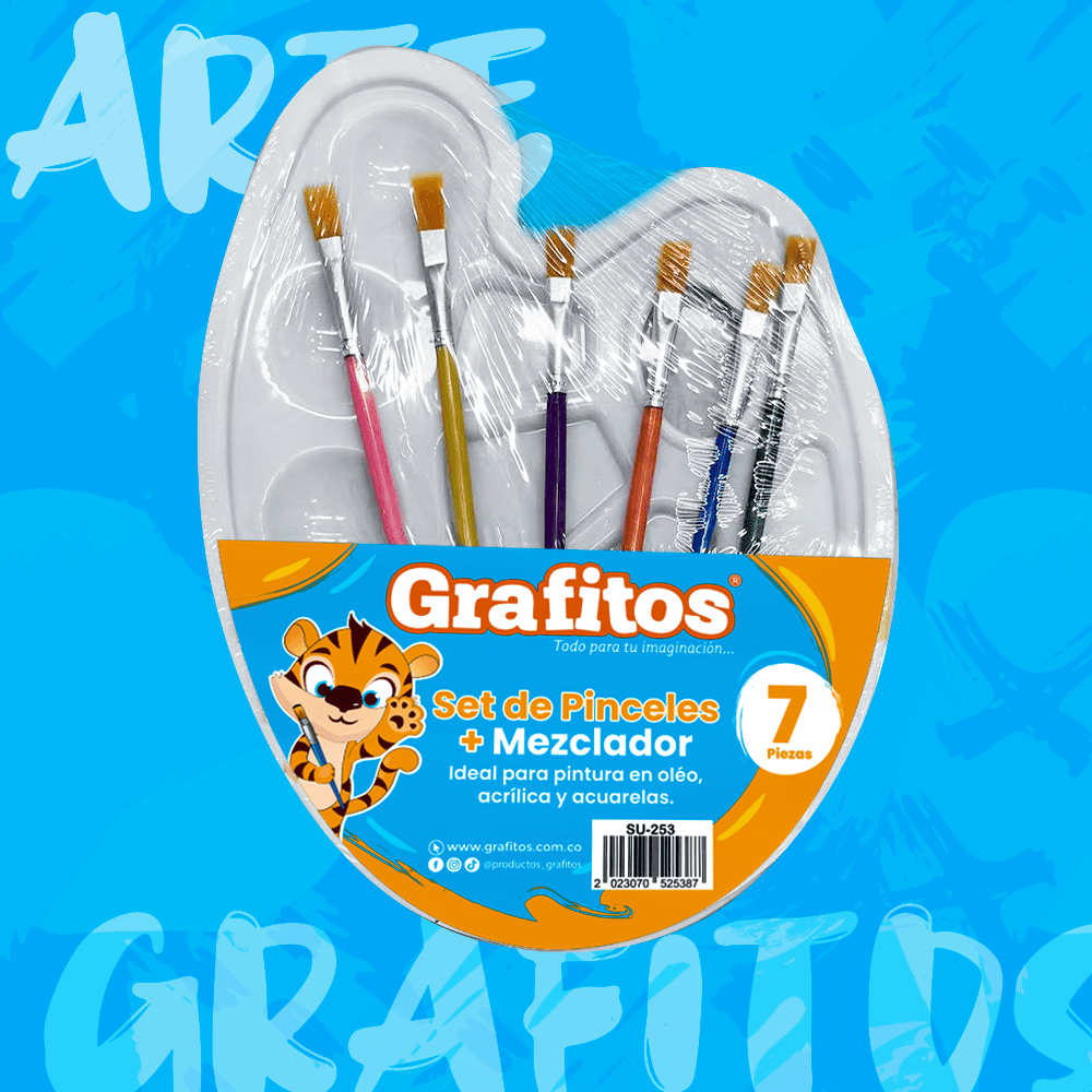 Set De Pinceles Con Mezclador Grafitos