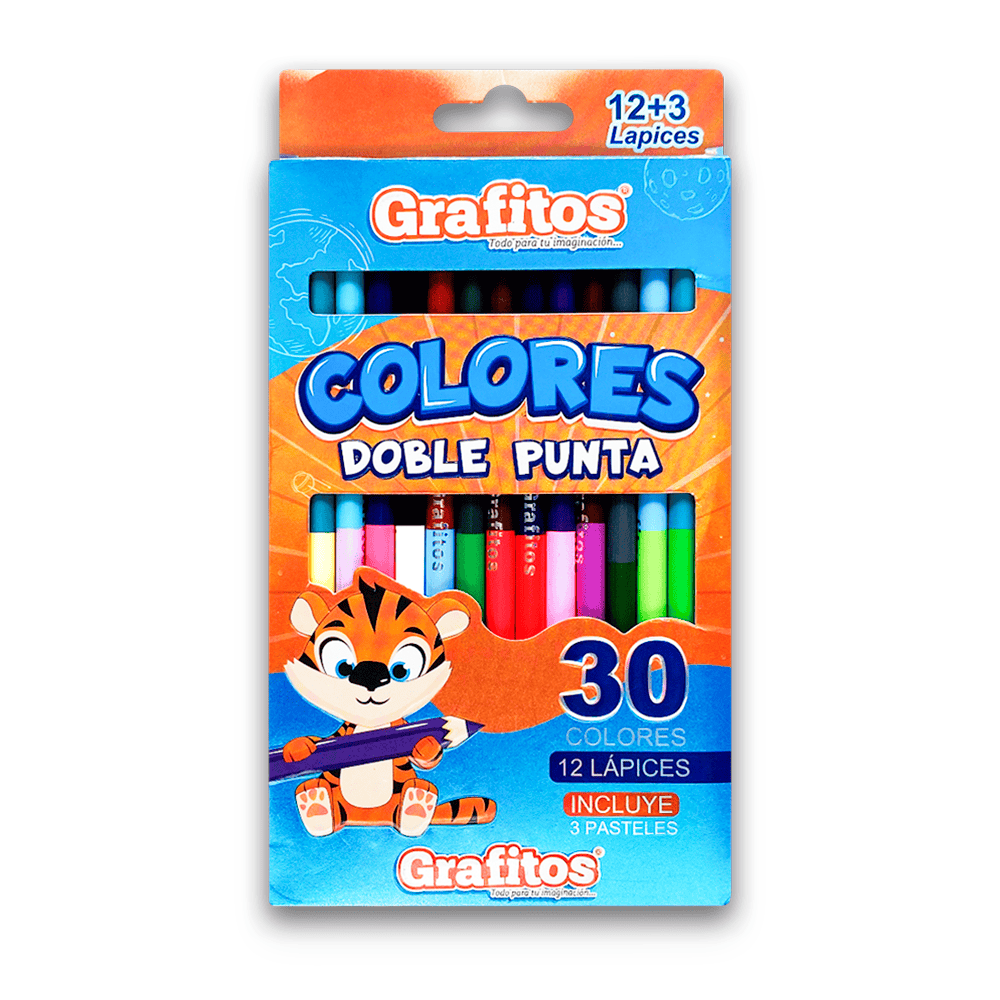 Colores Grafitos Doble Punta 12+3