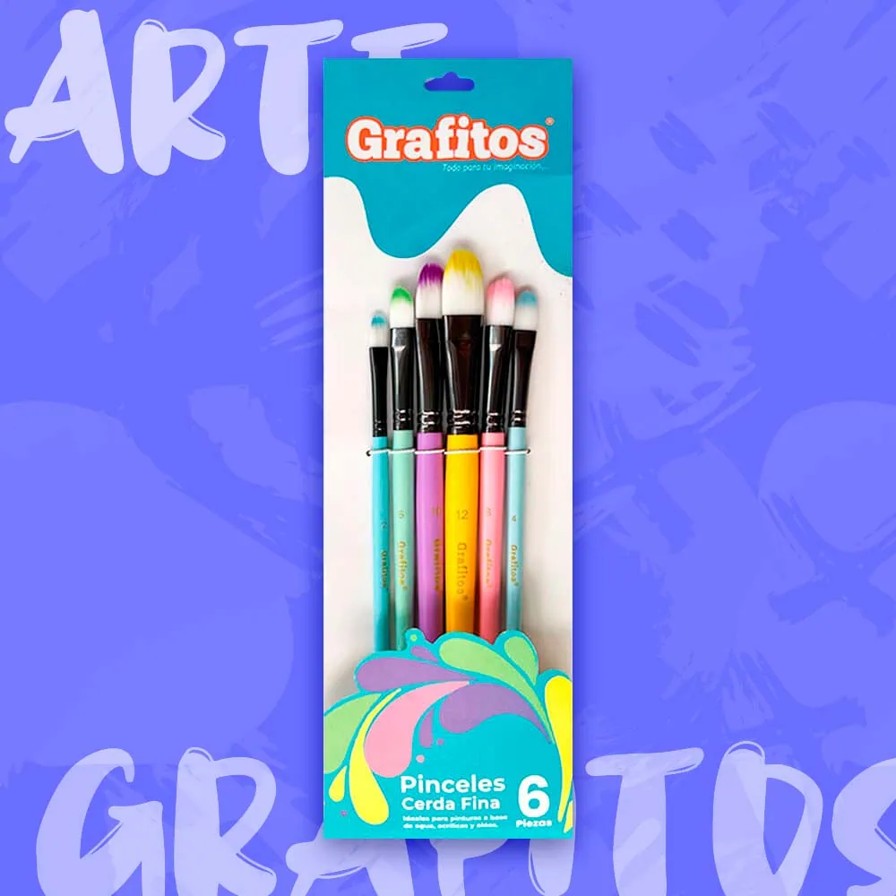 Set Pinceles Lengua De Gato Grafitos x6