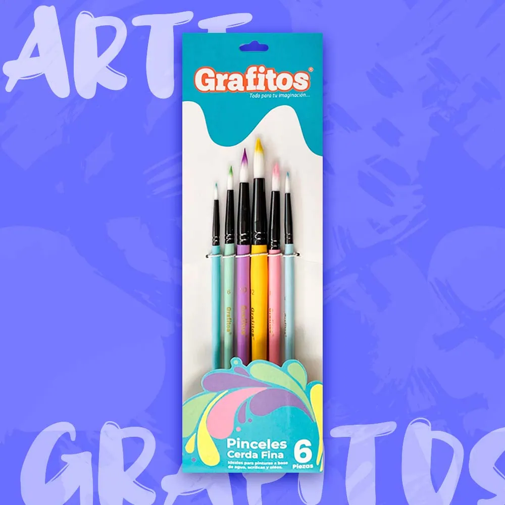 Set Pinceles Redondos Grafitos x6