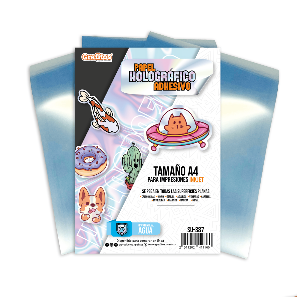 Papel Holográfico Adhesivo A4 Grafitos SU-387