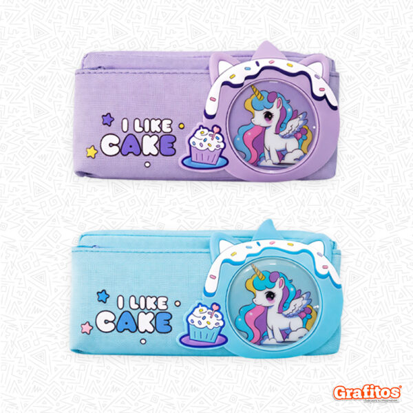 Cartuchera 2 Cierres Unicornio Pastel