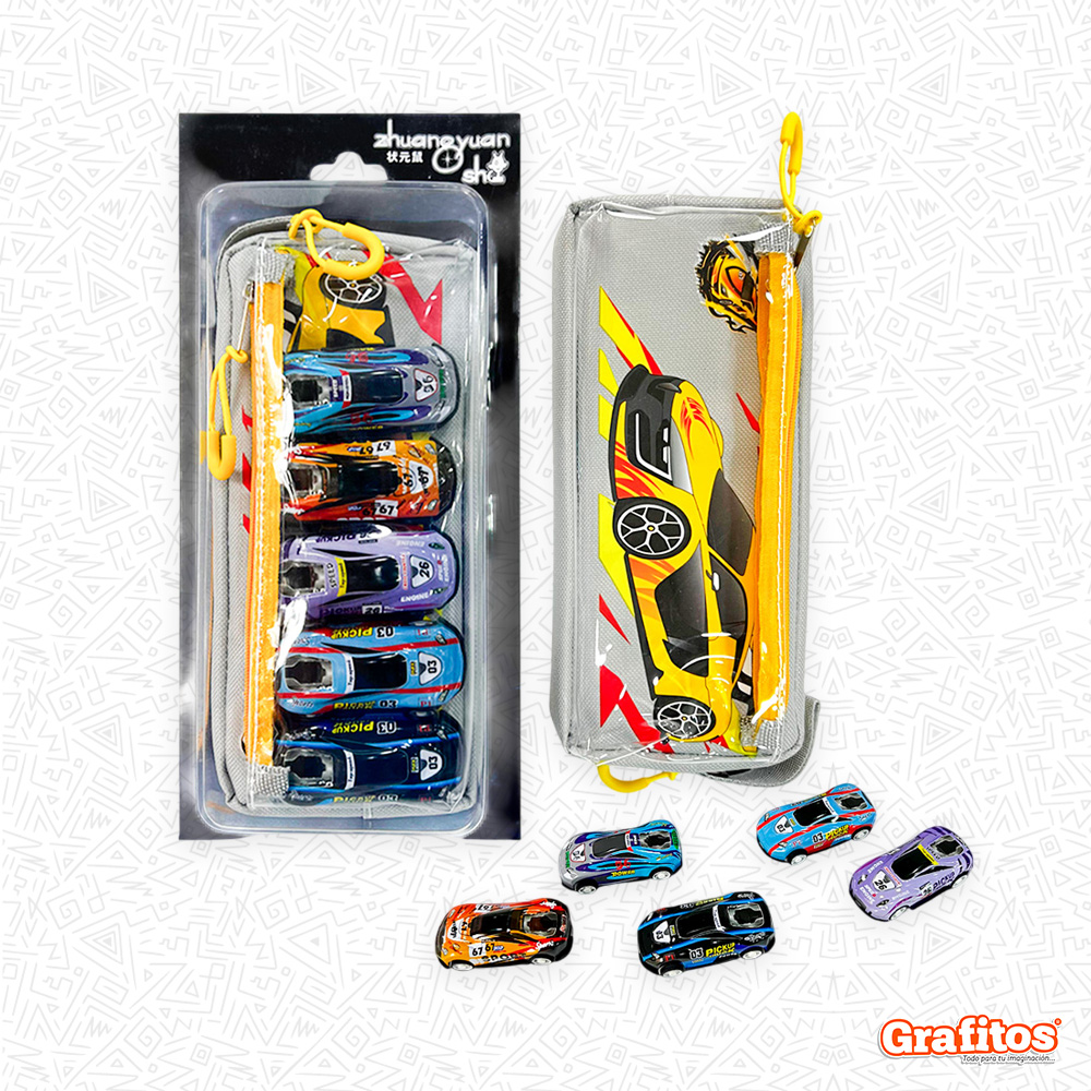 Cartuchera 2 Cierres Carritos x6