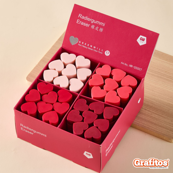 Caja Borrador Kawaii de Barra Corazón