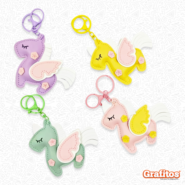 Llavero de Cuero Unicornio Kawaii