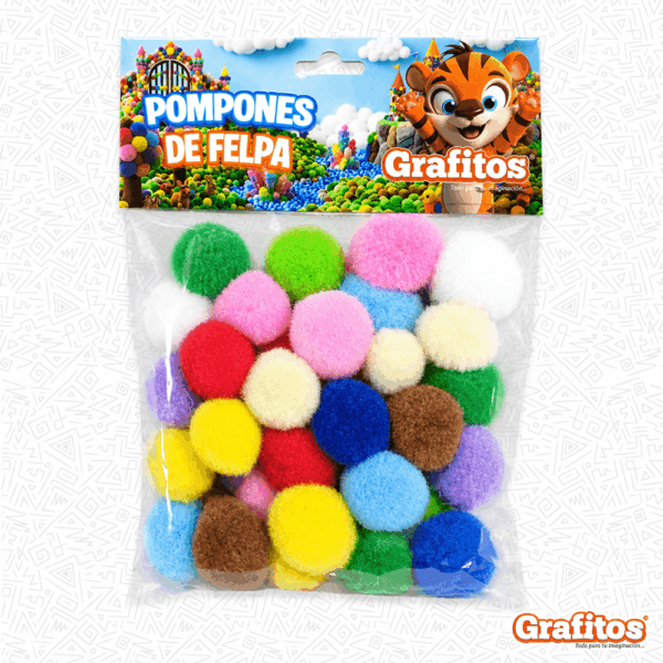 Pompones de Felpa Grandes Grafitos