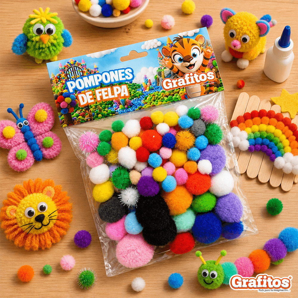 Pompones Grafitos Paquete Surtidos